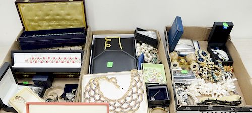 Three tray lots to include silver and costume jewelry.