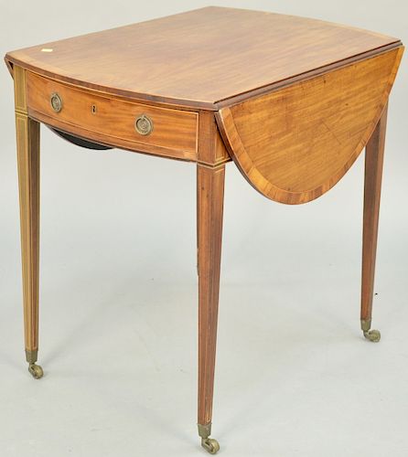 Federal mahogany Pembroke table with drawer, circa 1800. ht. 28 1/2 in., top 20" x 30".