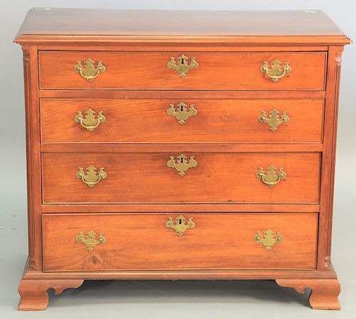 Chippendale Walnut Four Drawer Chest, with molded top, 18th century, height 34 1/2in., top 21 1/2 x 40 in.