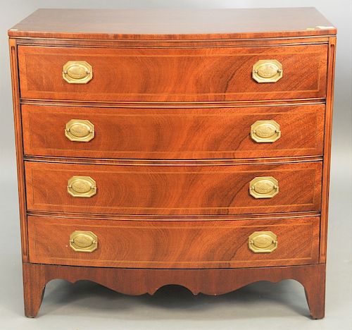 Custom mahogany bow front chest, ht. 34 in., wd. 36 in, dp. 22 in.
