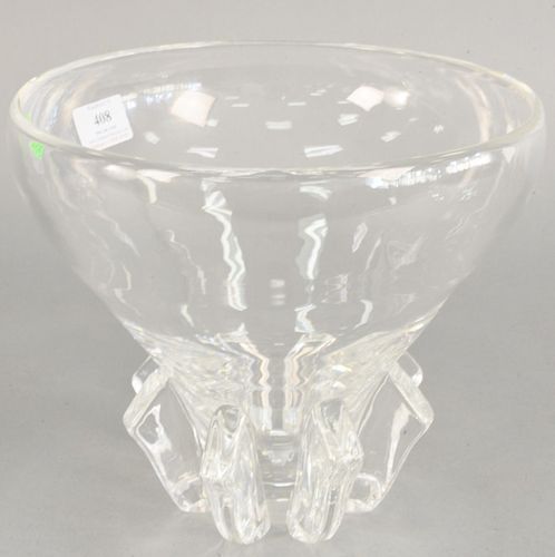 Large Steuben crystal punch bowl, on molded footed base, signed Steuben, ht. 8 1/2 in., dia. 10 in.