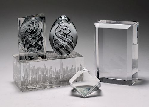 Lucite And Glass Paperweights / Desk Articles, 5