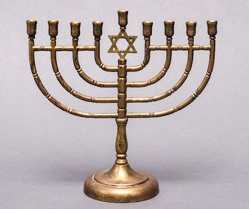 Brass Chanukah Menorah with Star of David