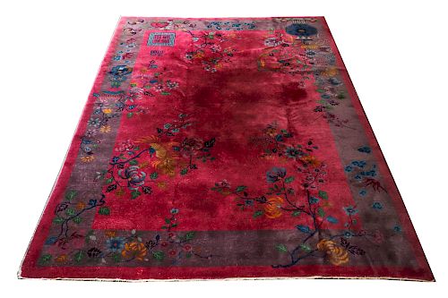 Chinese Art Deco Carpet 8' 11.25" x 11' 10"