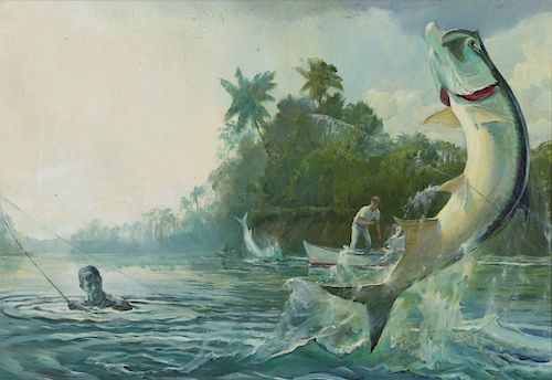 William Goadby Lawrence (1913-2002) Overboard for Tarpon 