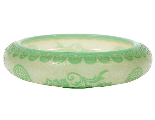Steuben Acid-Etched Green Jade Bowl