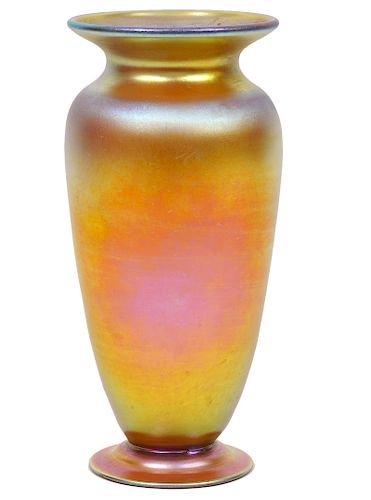 Steuben Aurene Gold Glass Vase 7 7/8" H