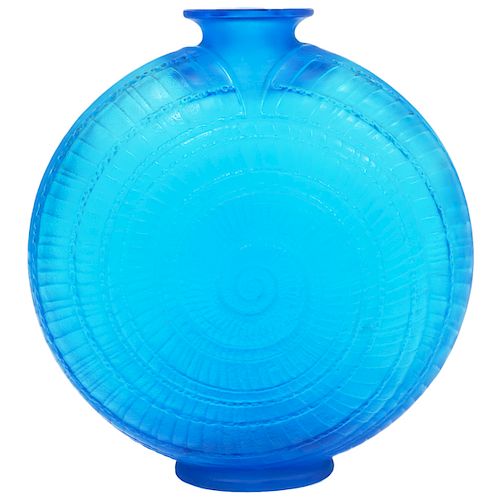 Rene Lalique Deep Blue 'Escargot' Glass Flask