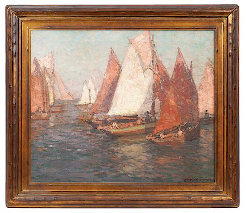 Edgar Alwin Payne 'Fishing Fleet' Oil Painting