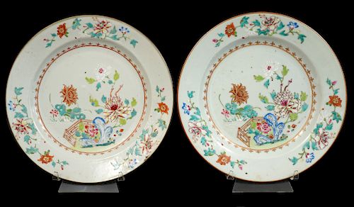 Pair of 18th C. Chinese Export Porcelain Plates