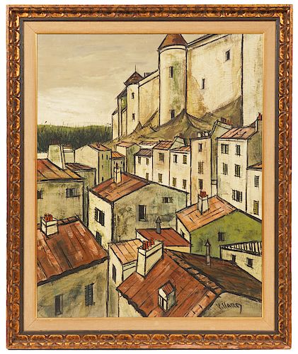 Charles Levier 'Village Rooftops' O/B Painting