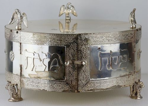JUDAICA. Silverplate Multi-tier Matzah Holder.