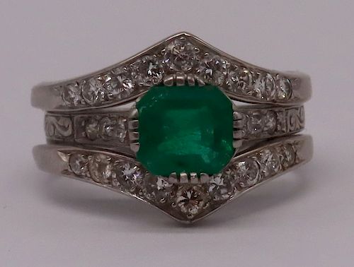 JEWELRY. Antique 18kt Gold, Emerald, and Diamond