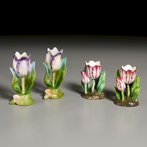 (2) Pairs Small Staffordshire Tulip-Form Vases