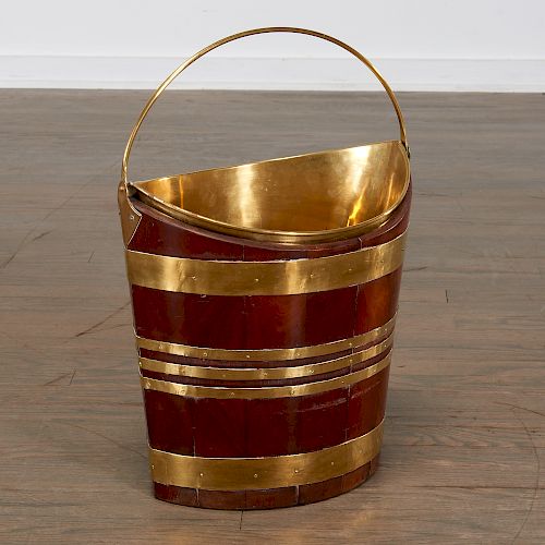 Georgian Brass-Bound Mahogany Peat Bucket
