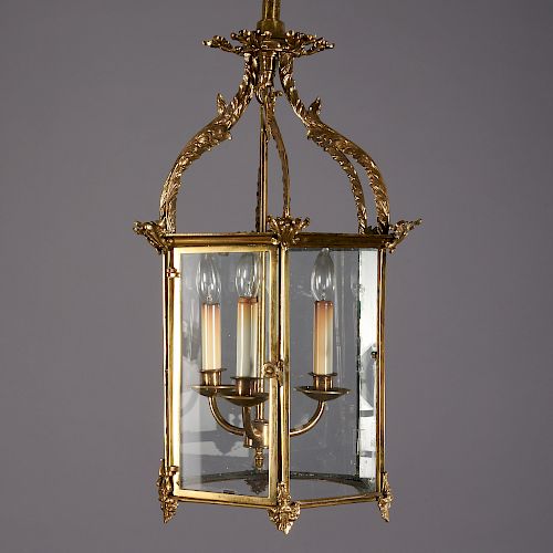 George III Brass Hexagonal Hall Lantern