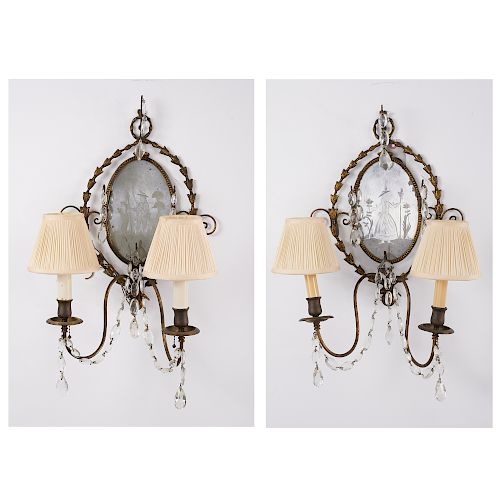 Pair George III style Patinated Bronze Sconces
