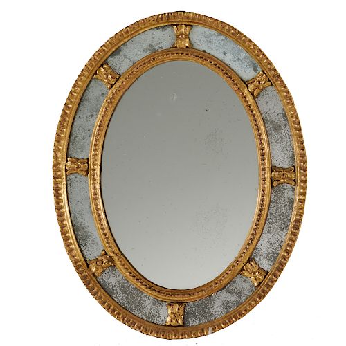 George III Style Giltwood Small Oval Mirror