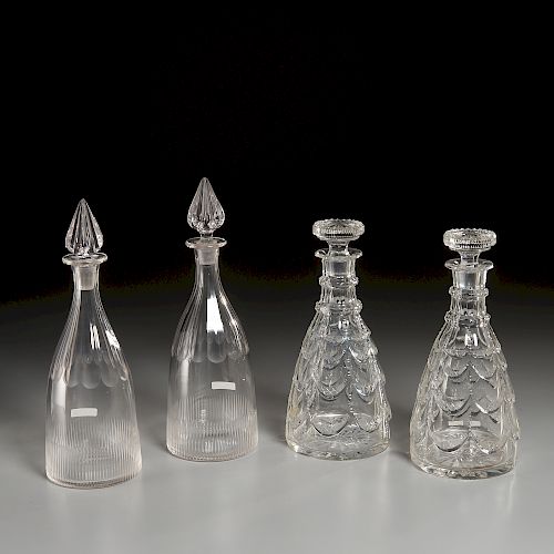 (2) Pairs Anglo-Irish Cut Glass Decanters