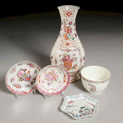 (5) Chinese Export Famille Rose Porcelains