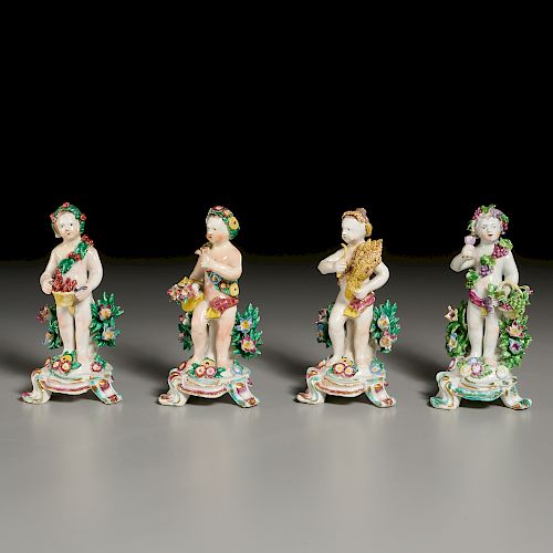 Set (4) Bow Porcelain Allegorical Figures