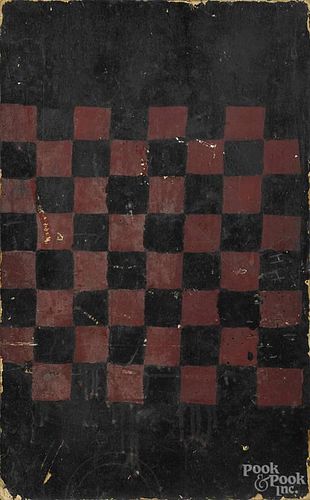 Painted artistboard checkerboard, ca. 1900, 14 3/4'' x 24''.