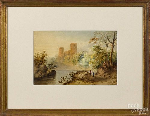 John Varley Sr. (British 1778-1842), watercolor landscape, signed lower right, 8'' x 12 1/4''.