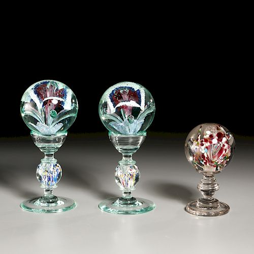 (3) Paperweight Glass Wig Stands or Ornaments