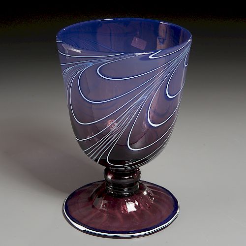 Free-Blown Marbrie Loop Amethyst Glass Vase
