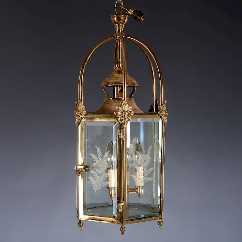 Georgian Brass Hexagonal Hall Lantern