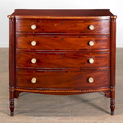 Federal Inlaid Mahogany Bow-Front Chest