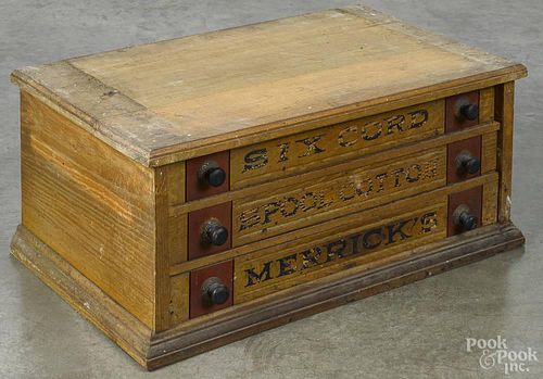 Oak Merrick's spool chest, 10 1/2'' h., 24'' w.