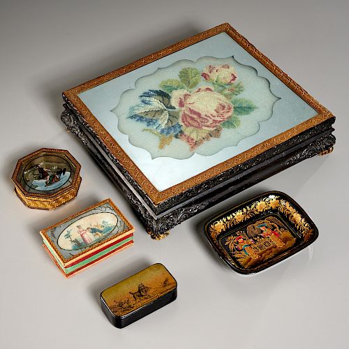 Group Victorian Candy Boxes & Lacquerware