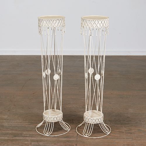 Pair Empire Style Wire Jardiniere Stands