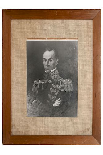 Retrato de Simón Bolivar. Fotografía, 46x33cm. Dedicada por escritor y político venezolano José Abel Montilla para Baltazar Dromundo.