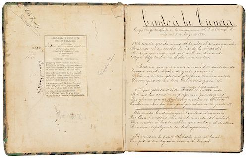 Ruiz, Emilio María. Colección de 28 Cantos, Sonetos y Poemas. Oaxaca, ca. 1890. 4o. marquilla. Manuscritos.