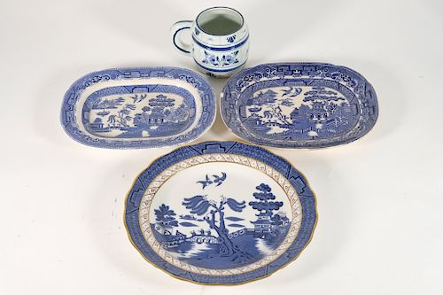 Group, Five Pieces of Blue and White Porcelain