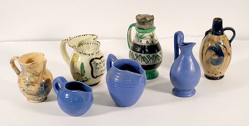 Group, Seven Vintage Pottery Pitchers & Jugs