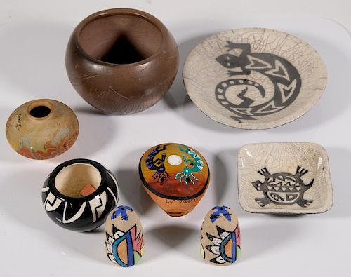 Eight Pieces of Pottery; Inuit & Native American