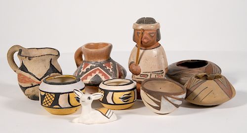 Group, Nine Small Pueblo Pottery Miniatures