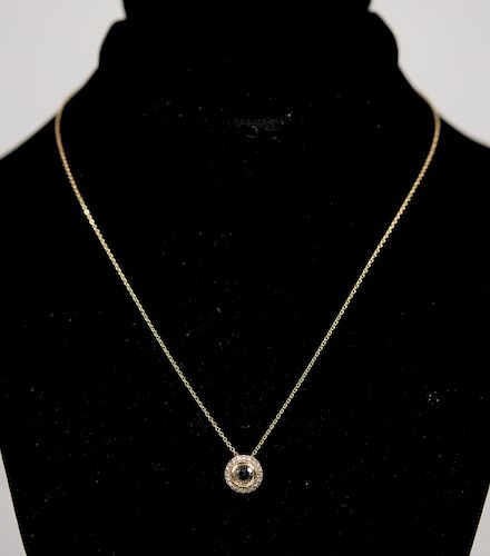 14K YG Necklace w/White Sapphire Pendant