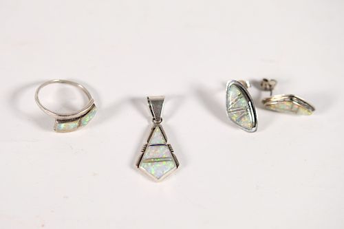 Group, 4 Pcs Opal & Sterling Jewelry