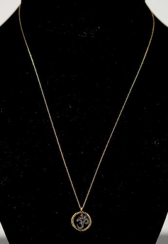 18K YG & Diamond 'Om' Pendant Necklace