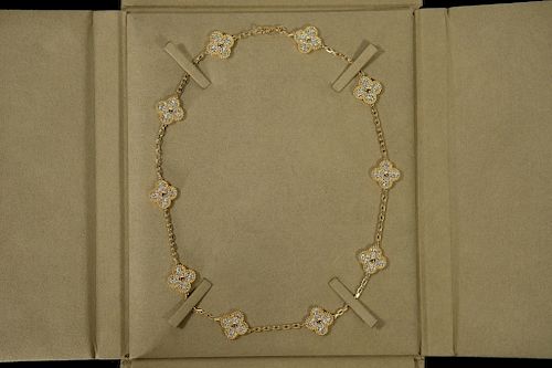 Van Cleef & Arpels 10 Motif Alhambra Dia Necklace