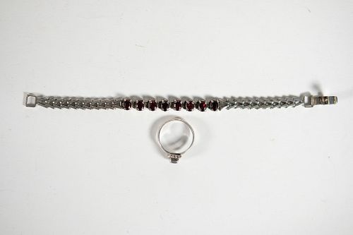 Sterling Silver & Tourmaline Bracelet and Ring