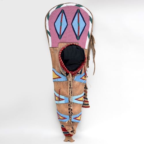 Crow Beaded Hide and Trade Cloth Papoose Carrier
