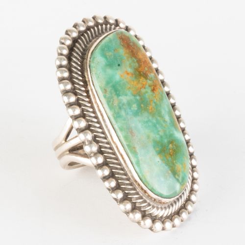 Large Navajo Silver and Turquoise Ring