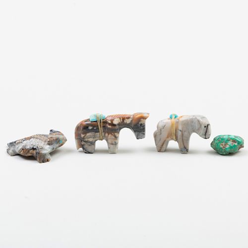 Group of Three Native American Stone Animal Fetishes
