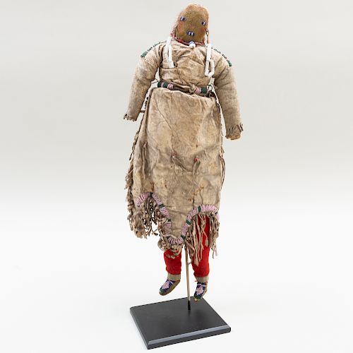 Flathead Buckskin, Beaded and Trade Cloth Doll, Northern Plains