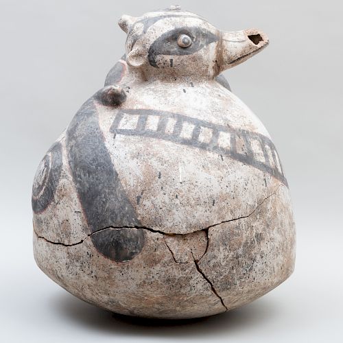 Large Polychrome Painted Pottery Animal, possibly Cochiti